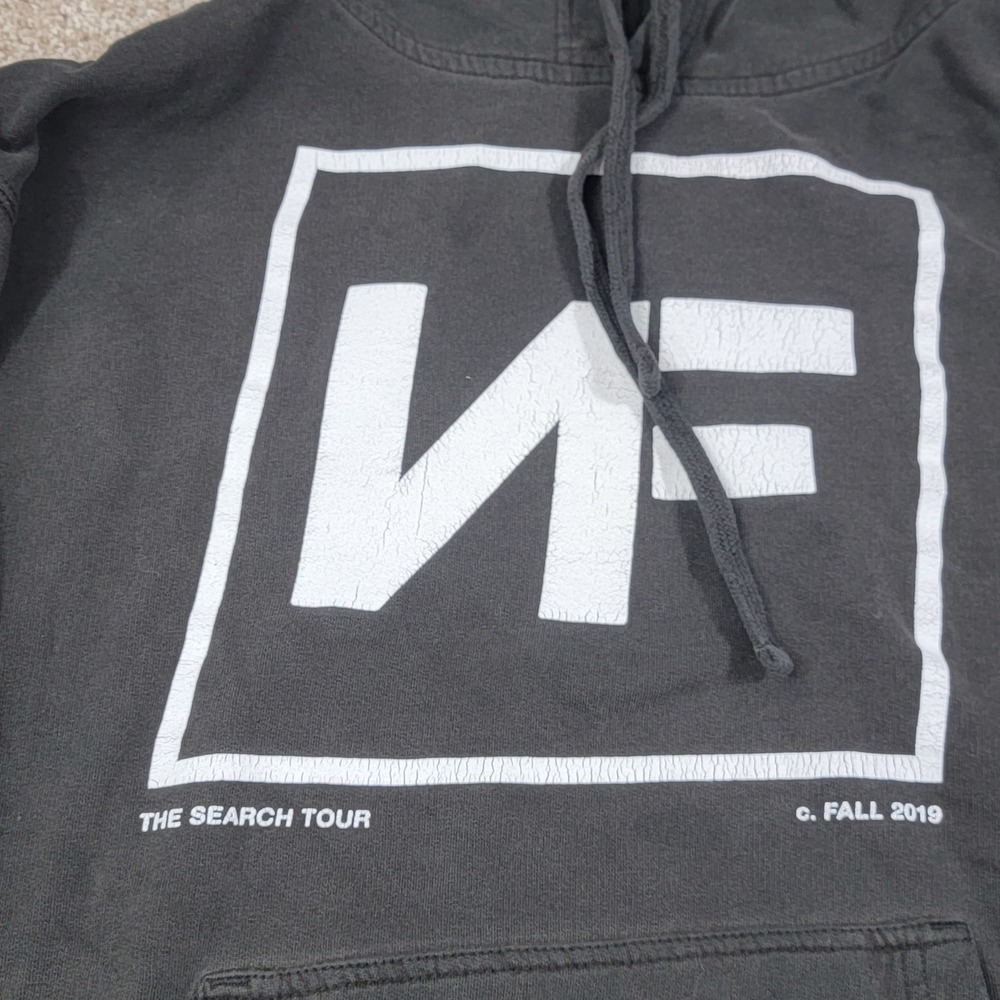 NF The Search Tour 2019 Hoodie Mens Medium Faded Black Graphic Rap Concert Merch